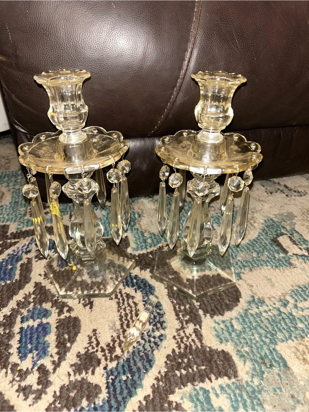 GORGEOUS VINTAGE CRYSTAL CHANDELIER CANDLESTICKS